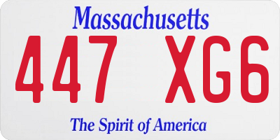 MA license plate 447XG6