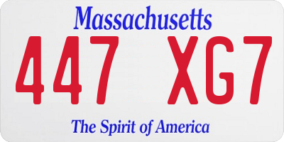 MA license plate 447XG7