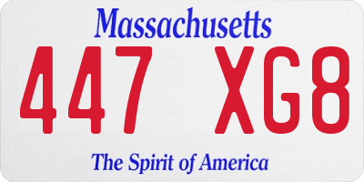 MA license plate 447XG8