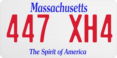 MA license plate 447XH4