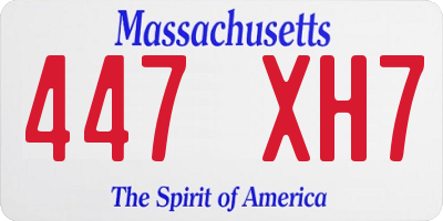 MA license plate 447XH7