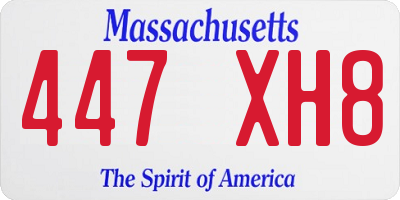 MA license plate 447XH8