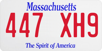 MA license plate 447XH9