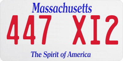 MA license plate 447XI2