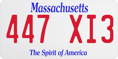 MA license plate 447XI3