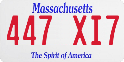 MA license plate 447XI7