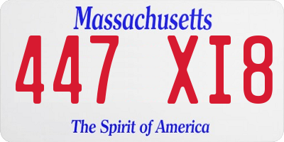 MA license plate 447XI8