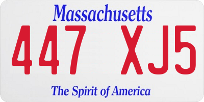 MA license plate 447XJ5