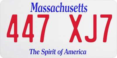 MA license plate 447XJ7