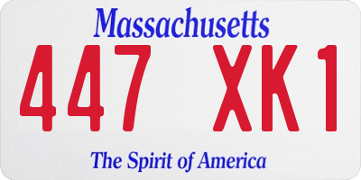 MA license plate 447XK1