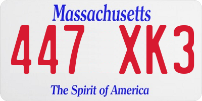 MA license plate 447XK3