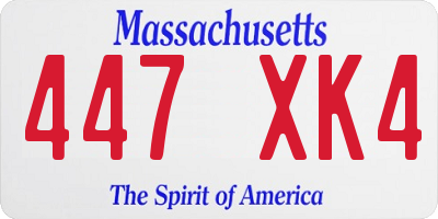 MA license plate 447XK4