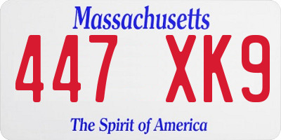 MA license plate 447XK9