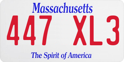 MA license plate 447XL3