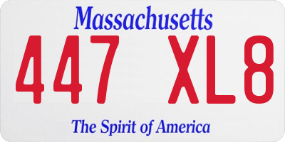 MA license plate 447XL8