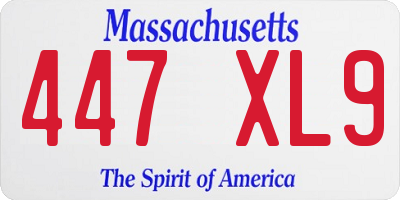 MA license plate 447XL9
