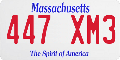 MA license plate 447XM3
