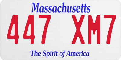 MA license plate 447XM7