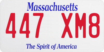 MA license plate 447XM8