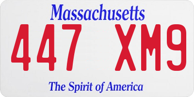 MA license plate 447XM9
