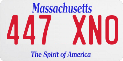 MA license plate 447XN0