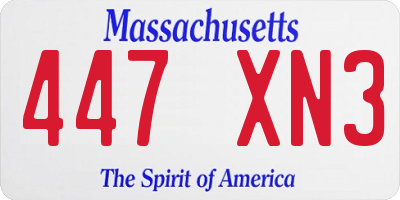 MA license plate 447XN3