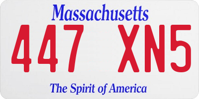 MA license plate 447XN5