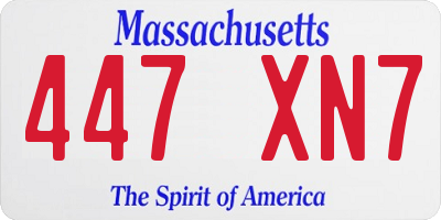 MA license plate 447XN7
