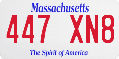 MA license plate 447XN8
