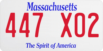 MA license plate 447XO2