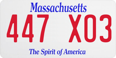 MA license plate 447XO3