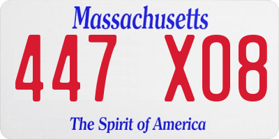 MA license plate 447XO8