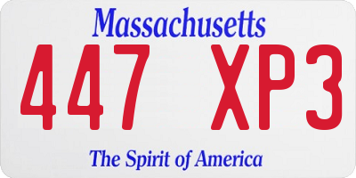 MA license plate 447XP3