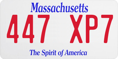 MA license plate 447XP7