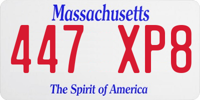 MA license plate 447XP8