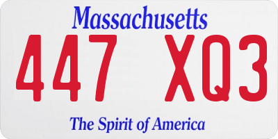 MA license plate 447XQ3