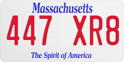 MA license plate 447XR8