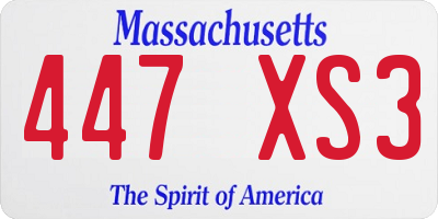 MA license plate 447XS3