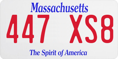 MA license plate 447XS8