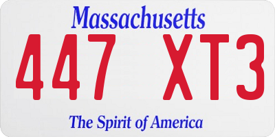MA license plate 447XT3