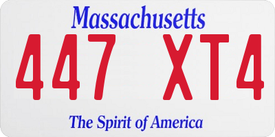 MA license plate 447XT4