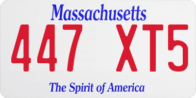 MA license plate 447XT5