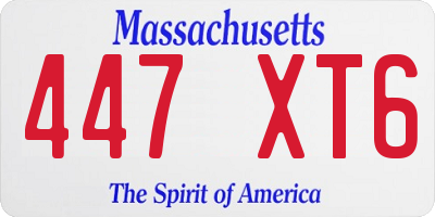 MA license plate 447XT6