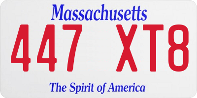 MA license plate 447XT8