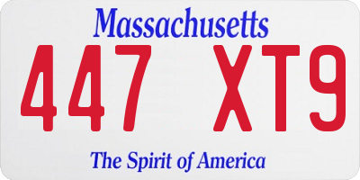 MA license plate 447XT9