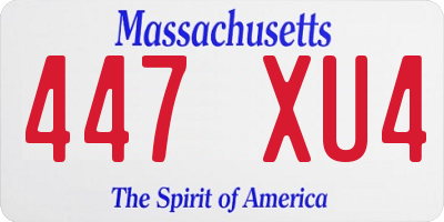 MA license plate 447XU4