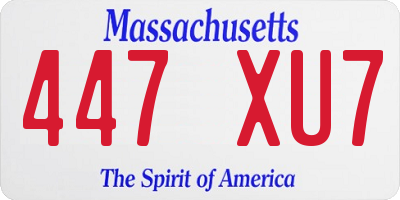 MA license plate 447XU7