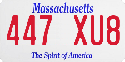 MA license plate 447XU8