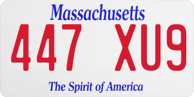 MA license plate 447XU9