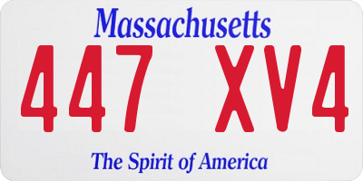 MA license plate 447XV4